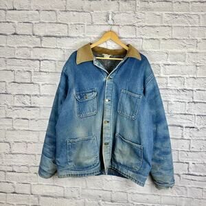 Vintage distressed denim workwear barn jacket